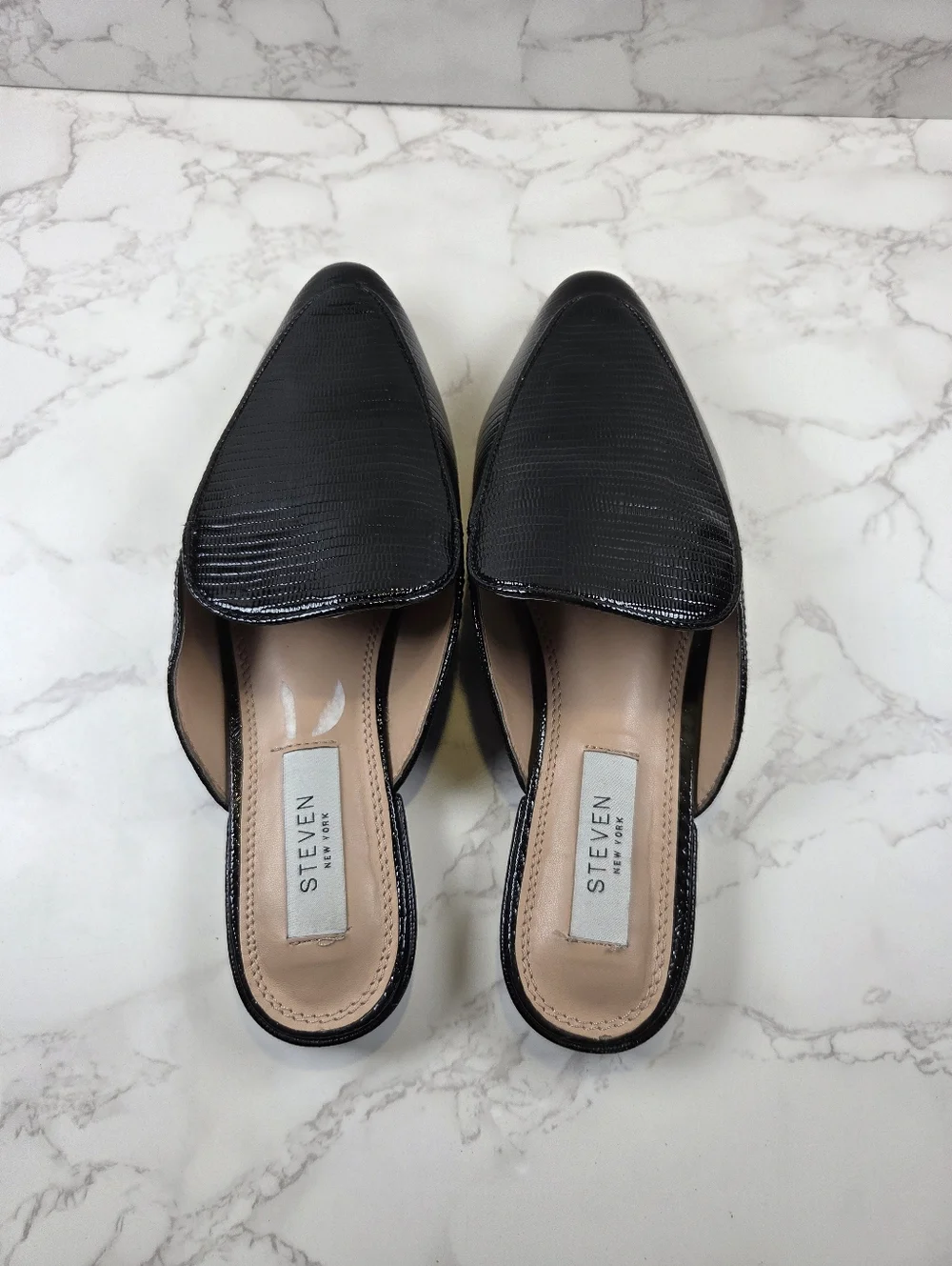 Black Pointed Slip-On Mules(B5) - Picture 2 of 6